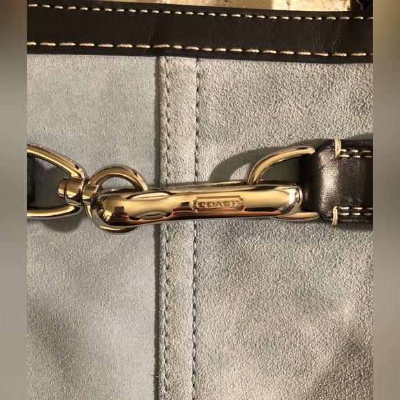 Coach blue suede and leather satchel - Picture 2 of 9